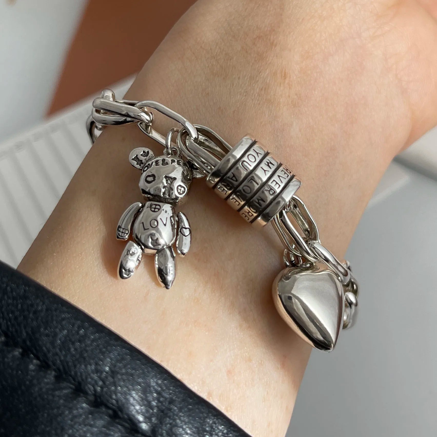 Retro Heart Bear Bracelet