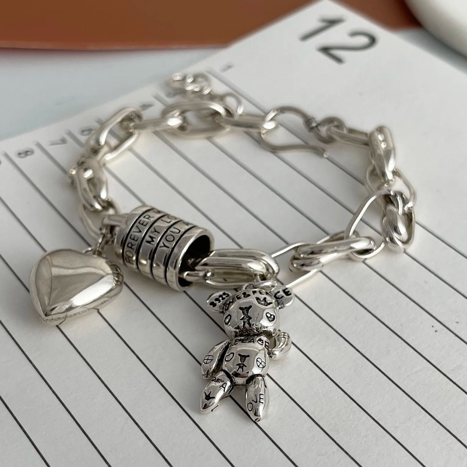 Retro Heart Bear Bracelet