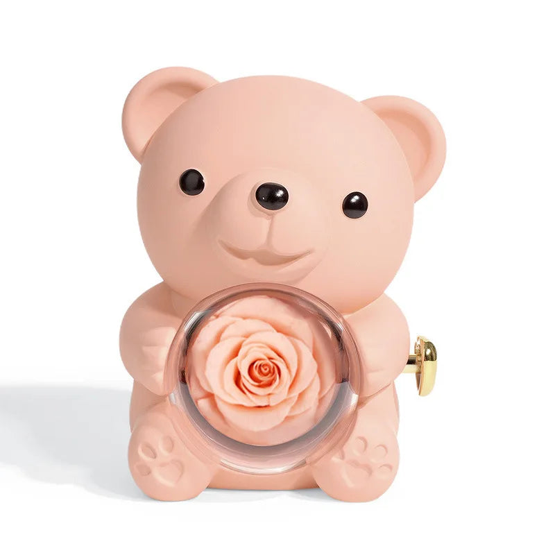 Hugging Bear Rose Jewelry Box