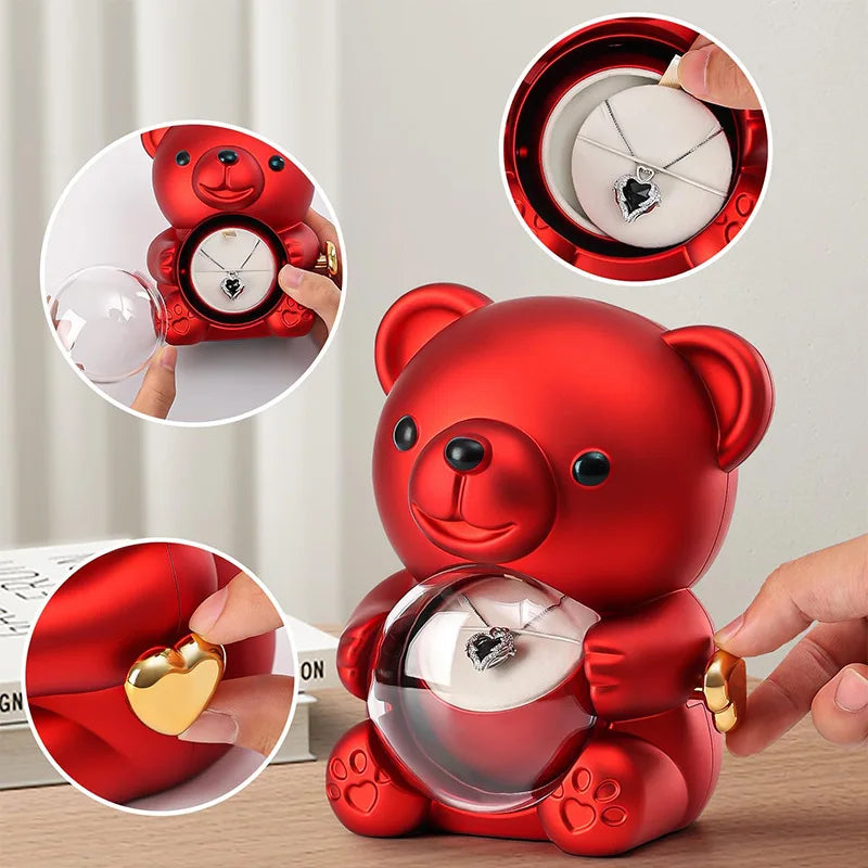 Hugging Bear Rose Jewelry Box