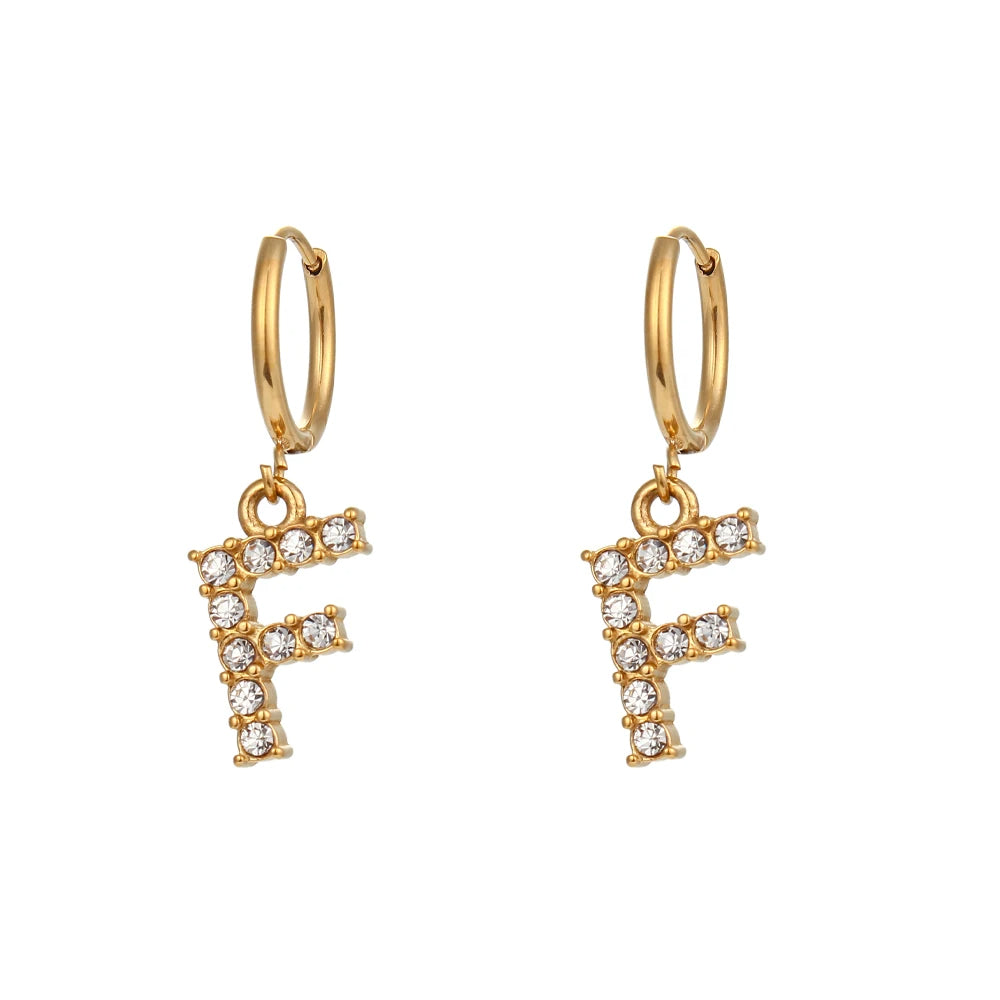 Crystal Letter Hoop Earrings