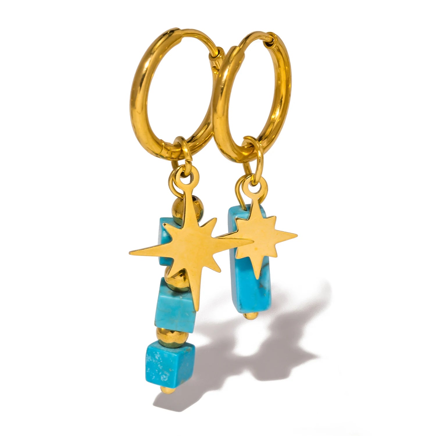 Asymmetric Stone Star Earrings