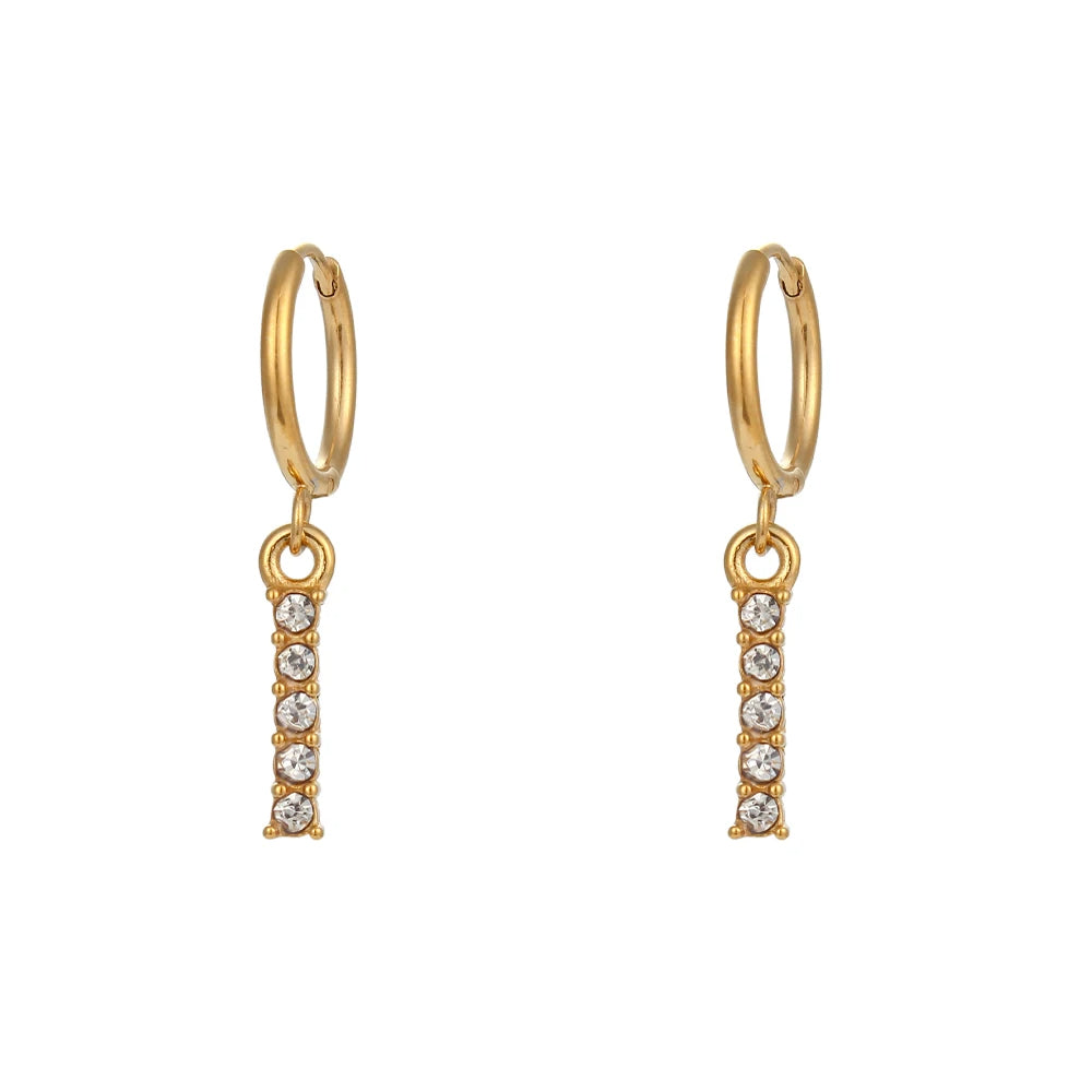 Crystal Letter Hoop Earrings