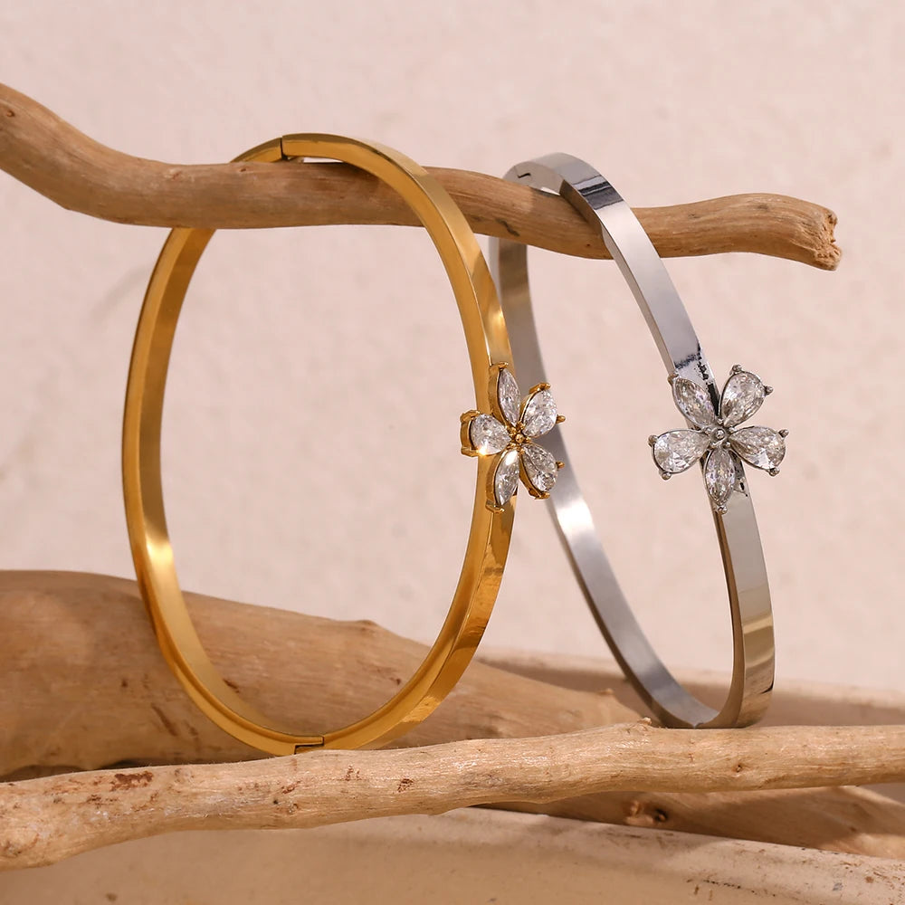 Rhinestone Flower Bracelet