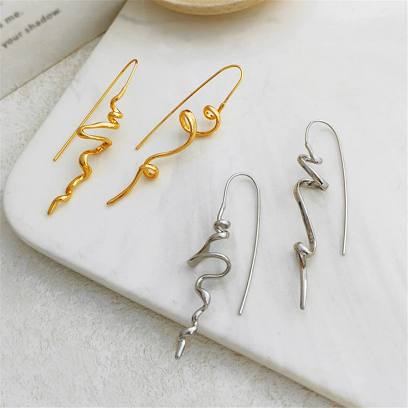 Asymmetric Wire Drop Earrings