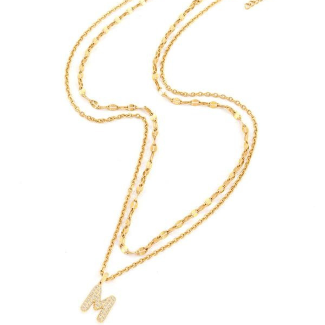 2 PCS Bubble Initial Necklace