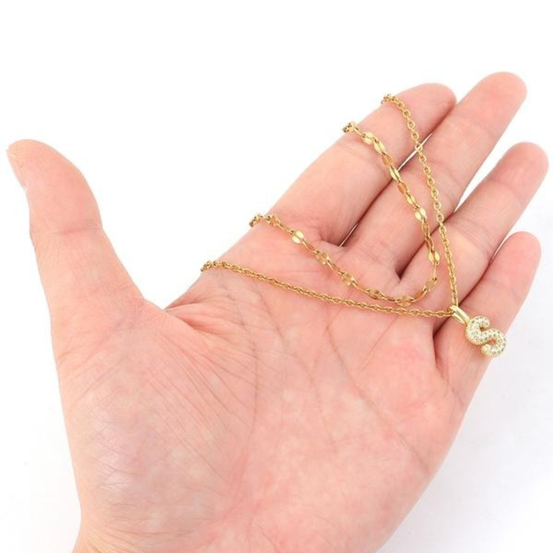 2 PCS Bubble Initial Necklace