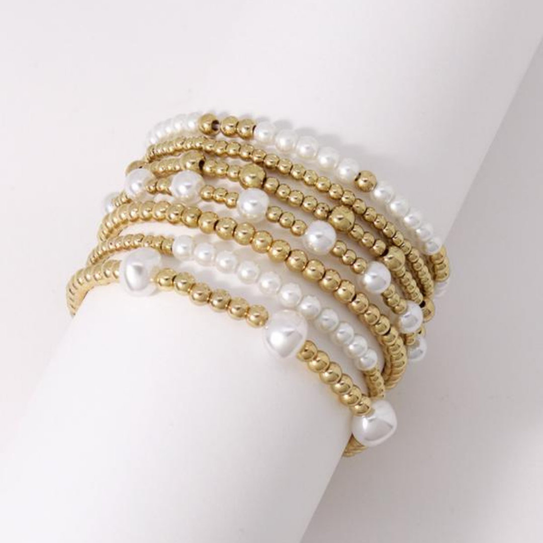 7 PCS Pearl Beaded Bracelet