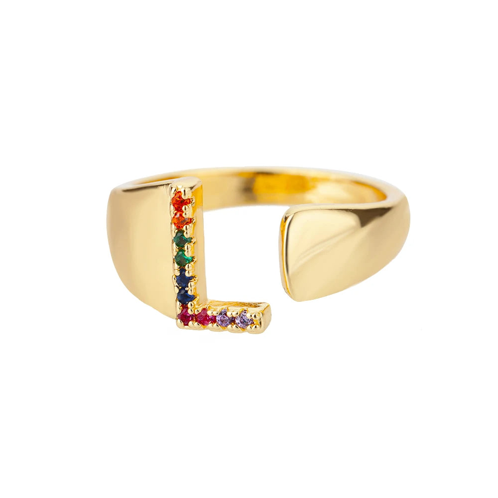 Rainbow Letter Ring