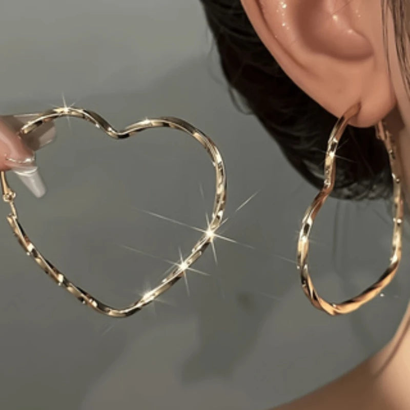 Exaggerated Heart Hoop Earrings
