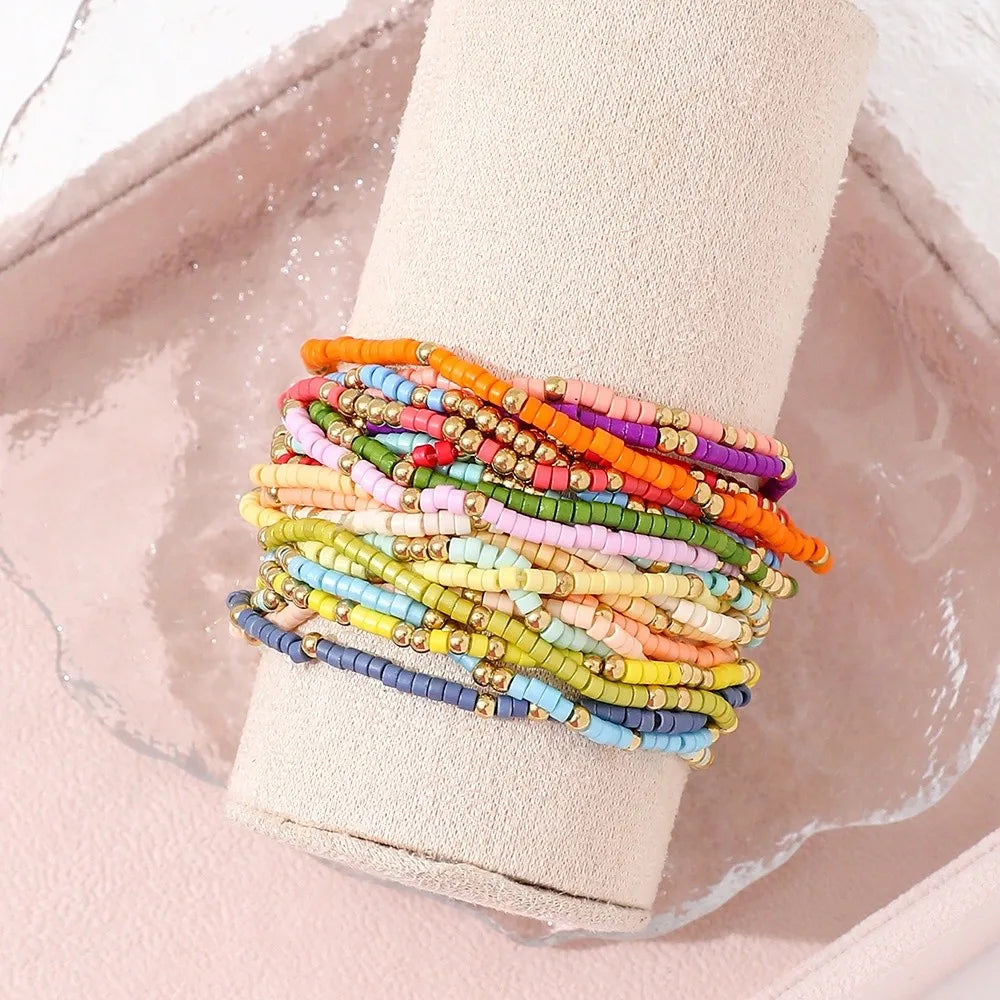 19 PCS Colorful Beaded Stackable Bracelet Set