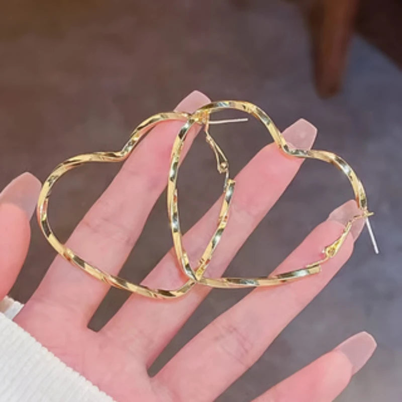 Exaggerated Heart Hoop Earrings