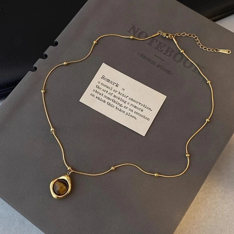 2 PCS Tiger Eye Stone Necklace