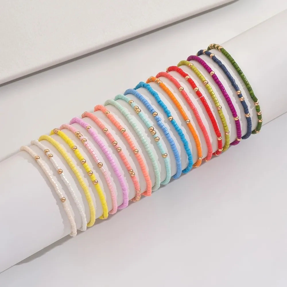 19 PCS Colorful Beaded Stackable Bracelet Set