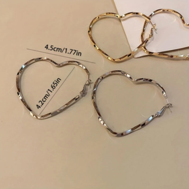 Exaggerated Heart Hoop Earrings