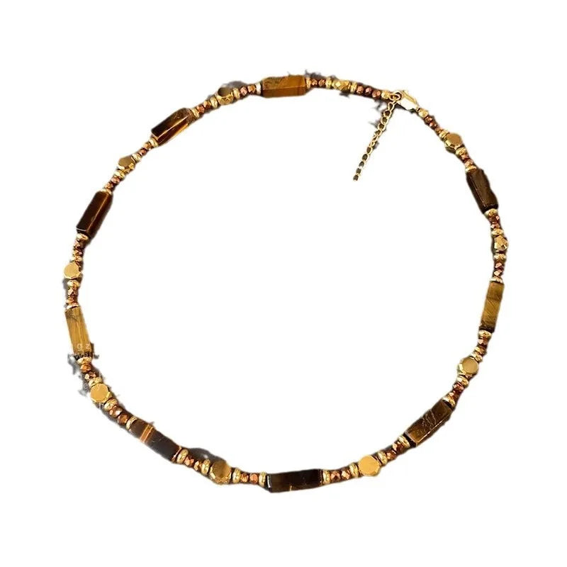 2 PCS Tiger Eye Stone Necklace