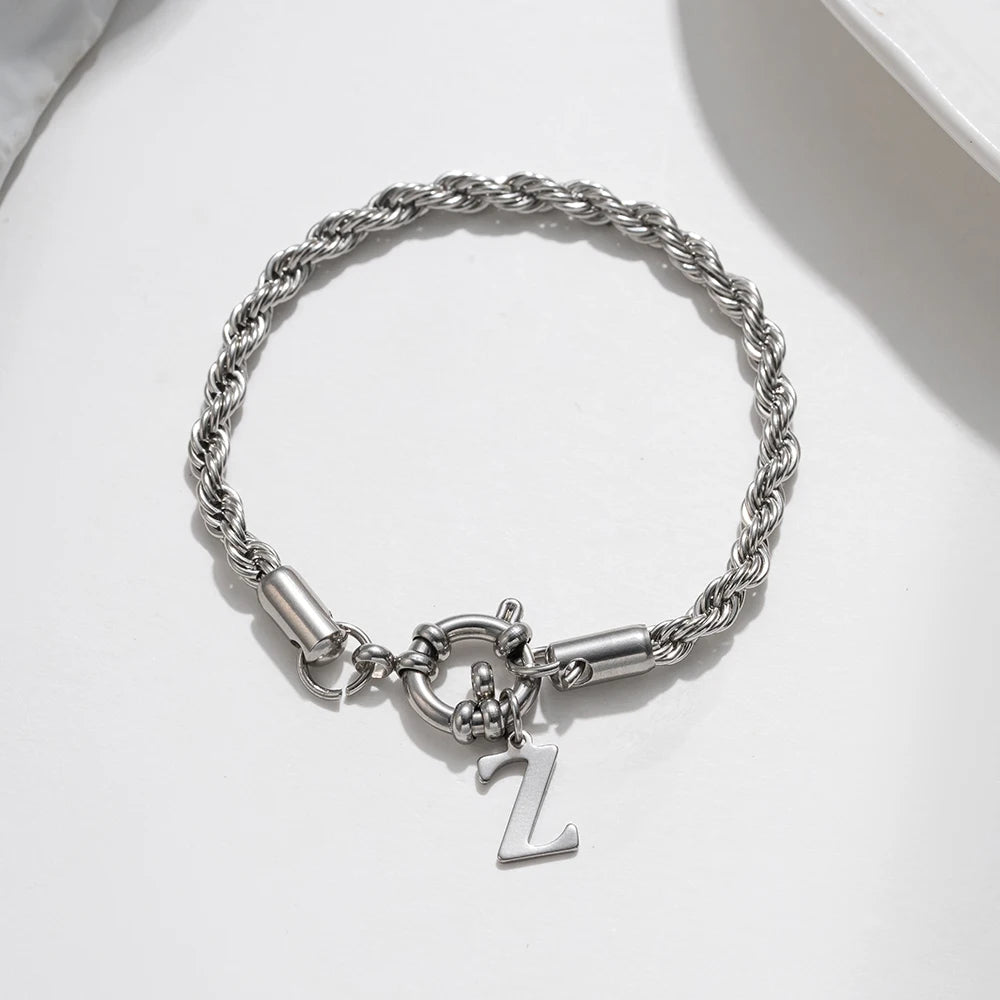 Anchor Clasp Initial Bracelet