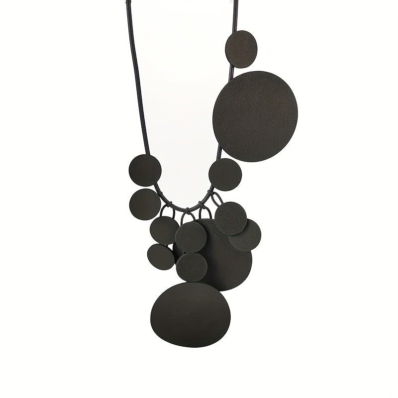 Asymmetric Black Circle Necklace