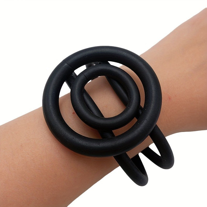 Black Geometric Coil Bracelet