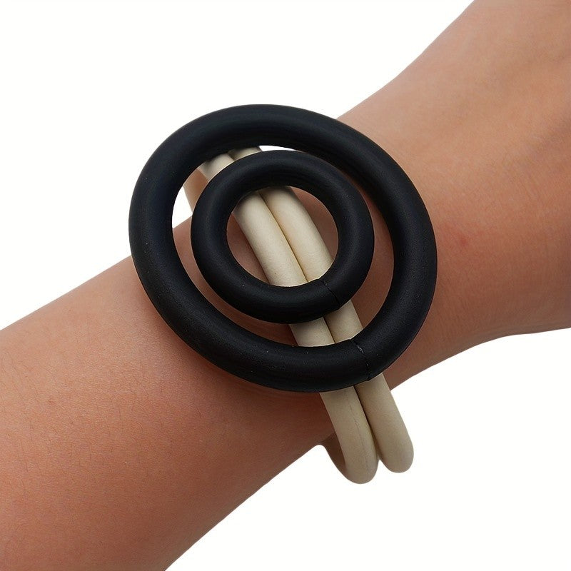 Black Geometric Coil Bracelet