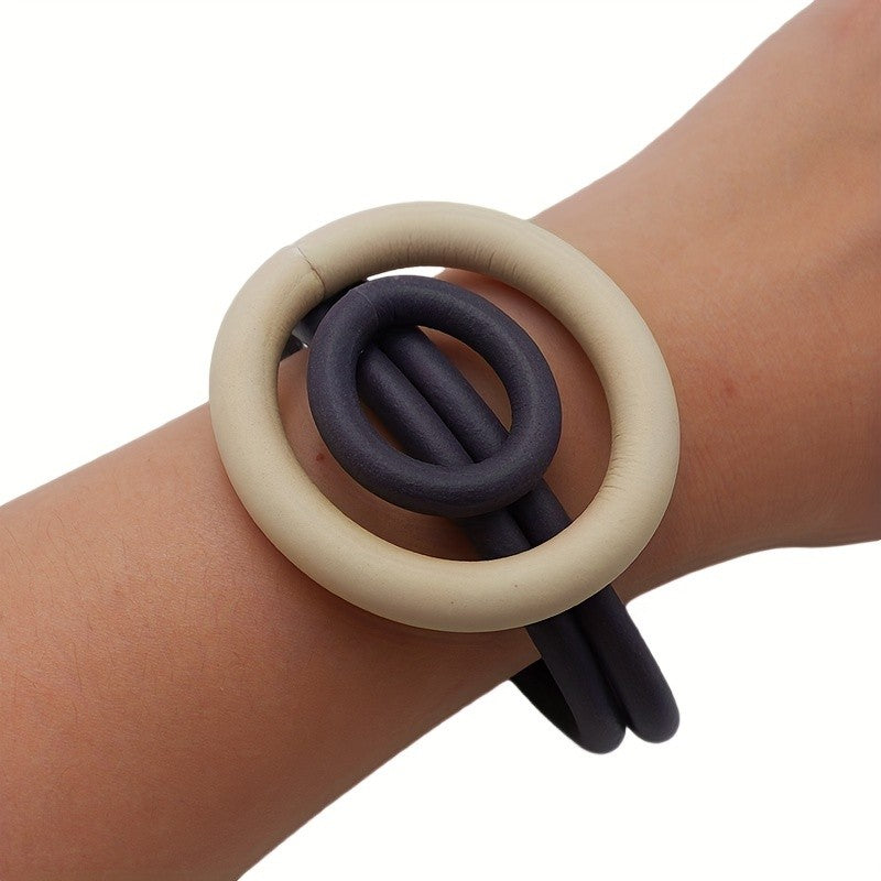 Black Geometric Coil Bracelet