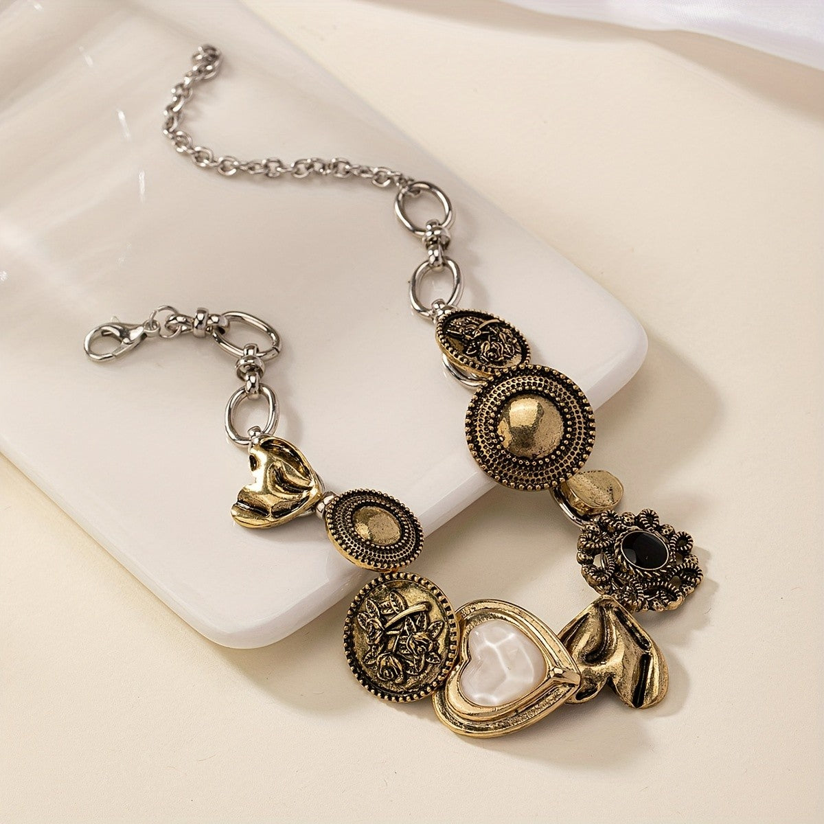 Vintage Mixed Metal Charm Bracelet