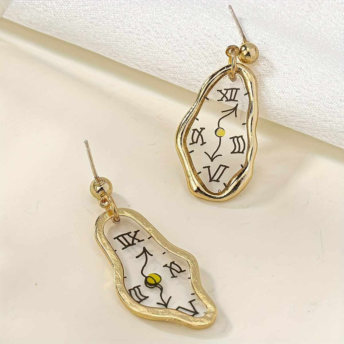 Vintage Melting Clock Earrings