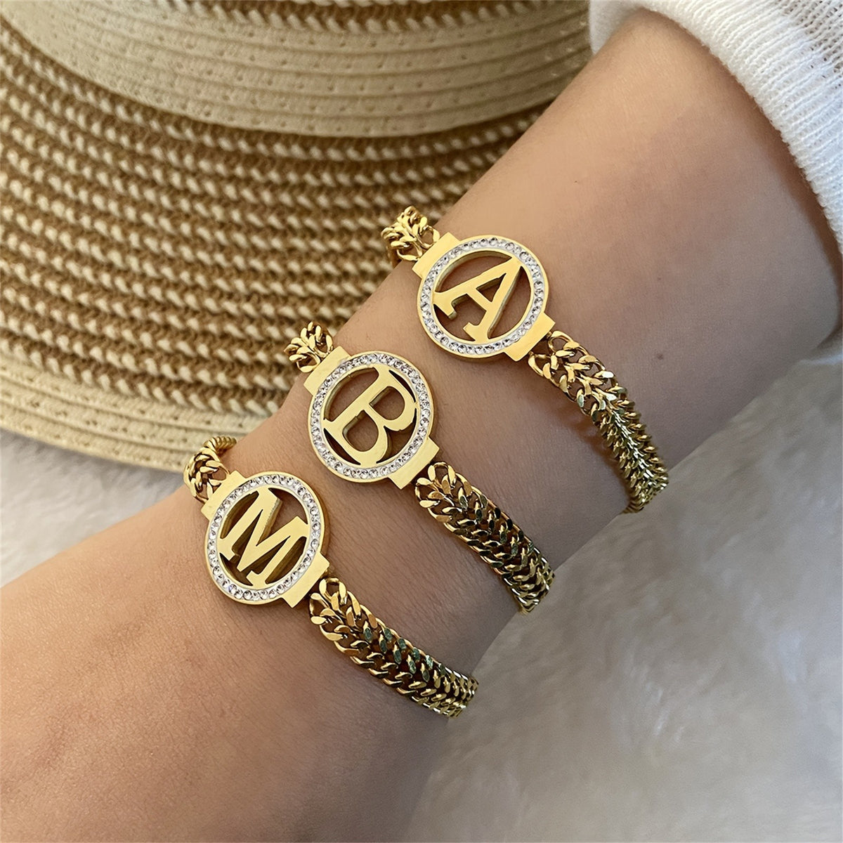 18k Initial Letter Chain Bracelet