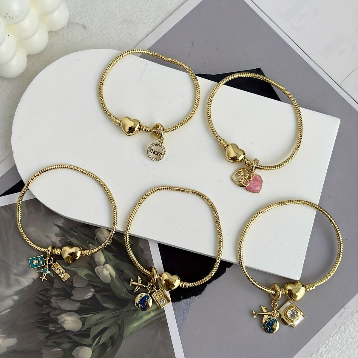 18k Vintage Camera Charm Bracelet