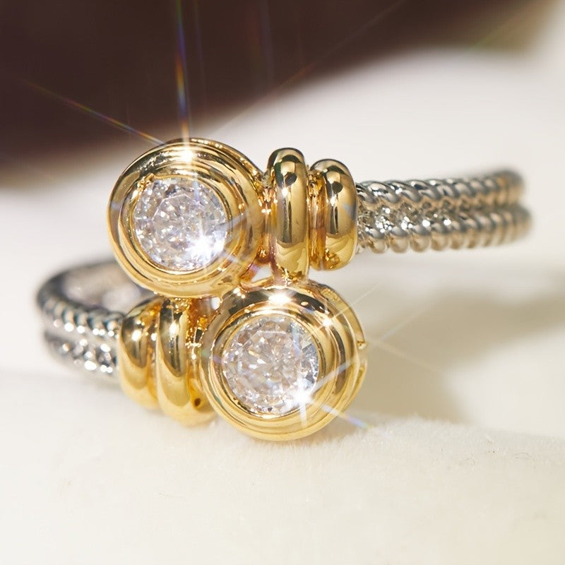 Two-Tone Twisted Zircon Ring