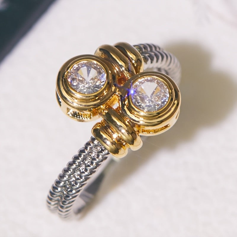 Two-Tone Twisted Zircon Ring