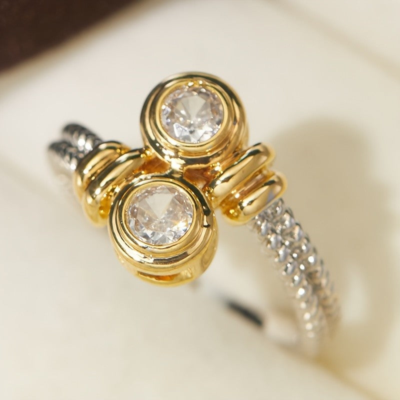 Two-Tone Twisted Zircon Ring