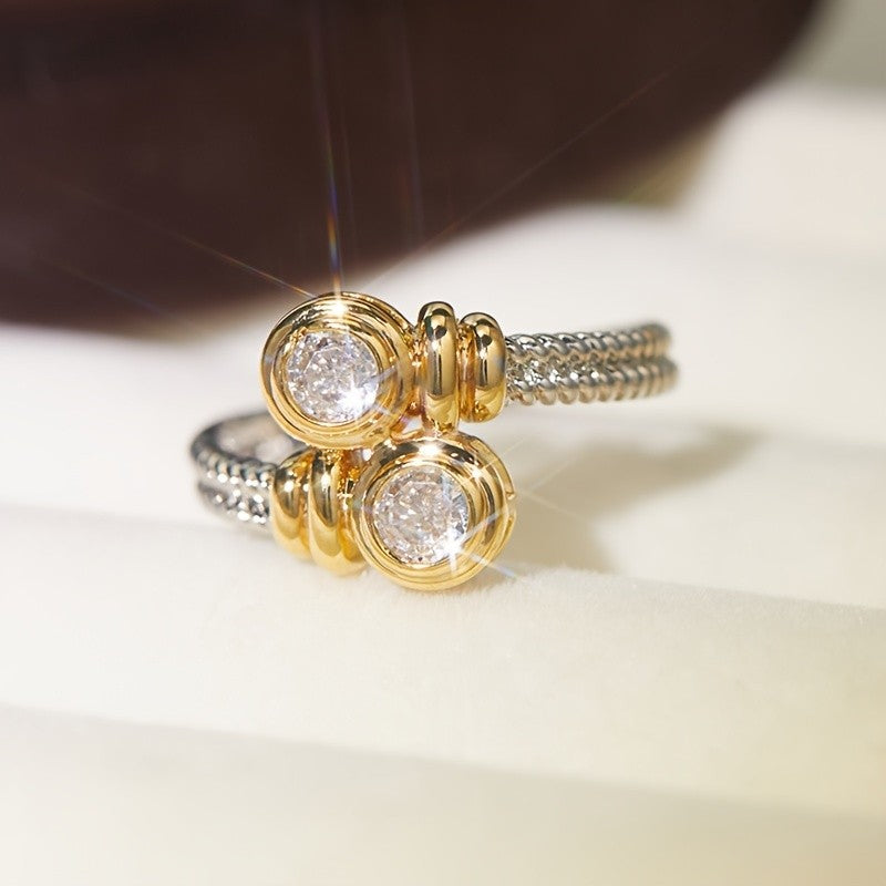 Two-Tone Twisted Zircon Ring