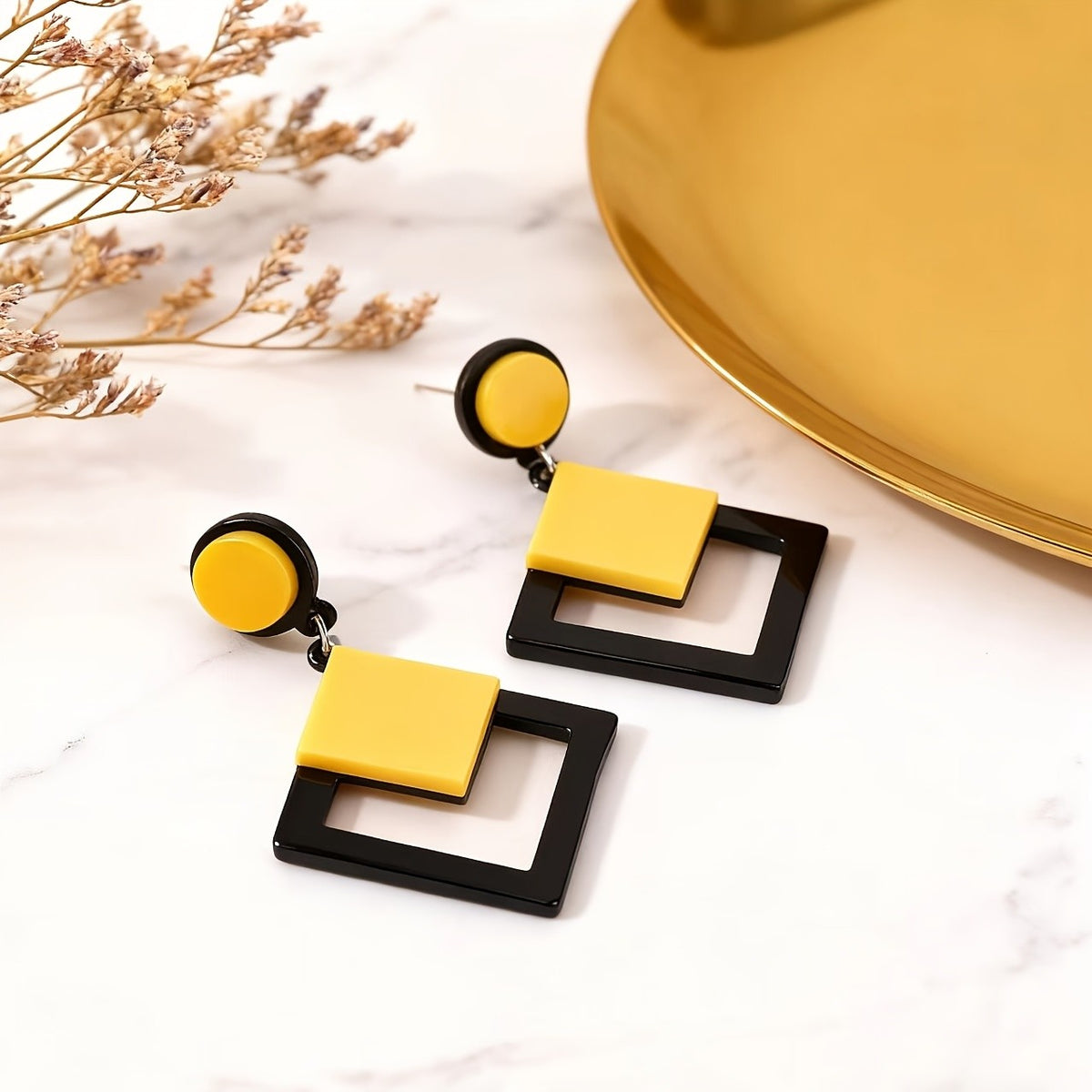 Geometric Square Acrylic Drop Earrings