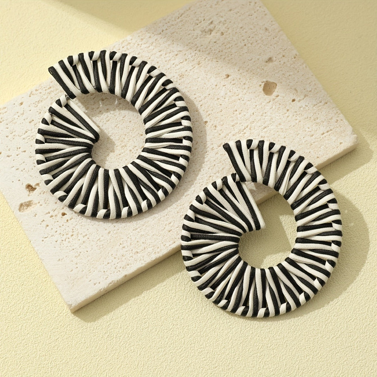 Vintage Striped Spiral Boho Earrings