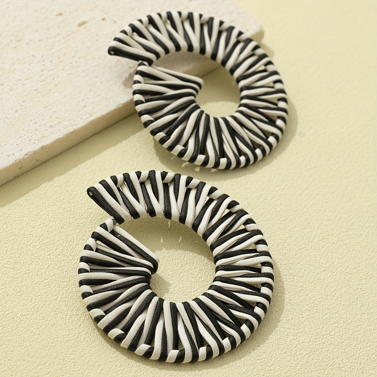 Vintage Striped Spiral Boho Earrings