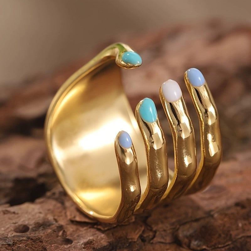18k Asymmetric Hand Shaped Ring