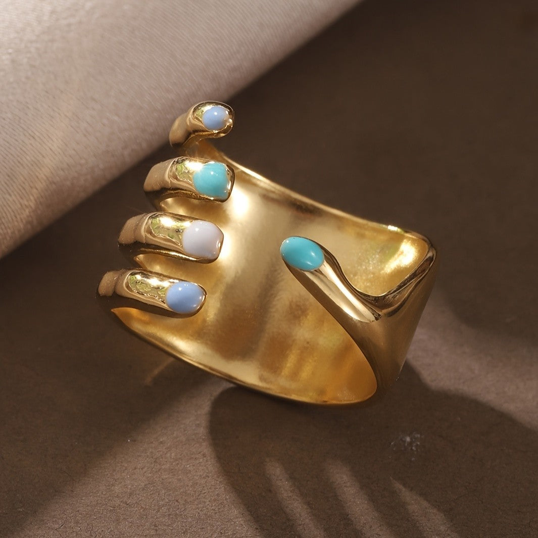 18k Asymmetric Hand Shaped Ring