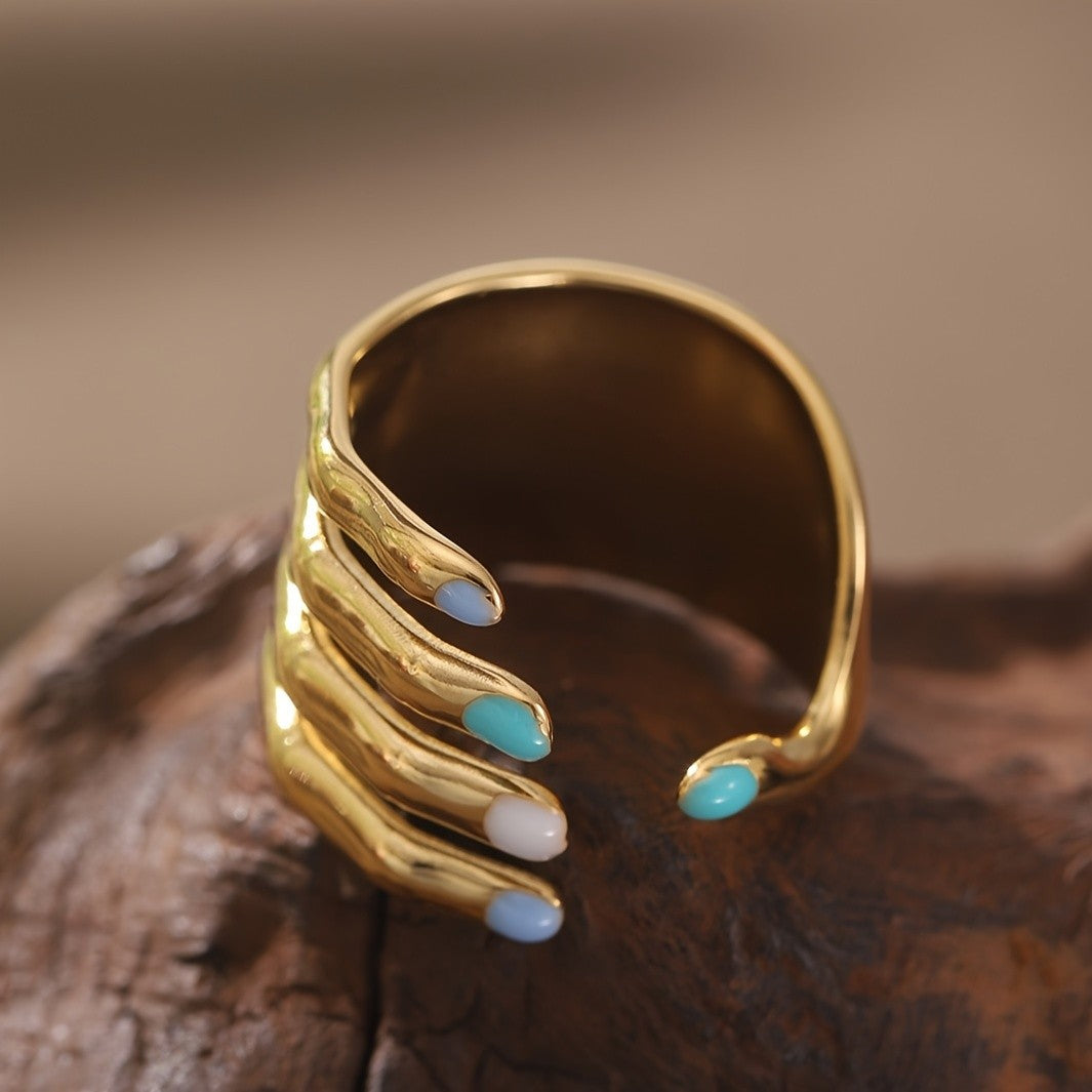 18k Asymmetric Hand Shaped Ring