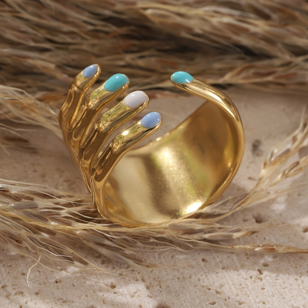 18k Asymmetric Hand Shaped Ring