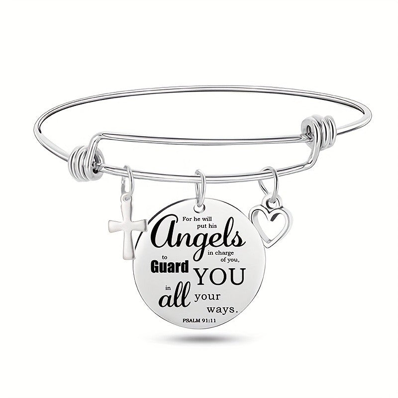Adjustable Engraved Scripture Charm Bracelet