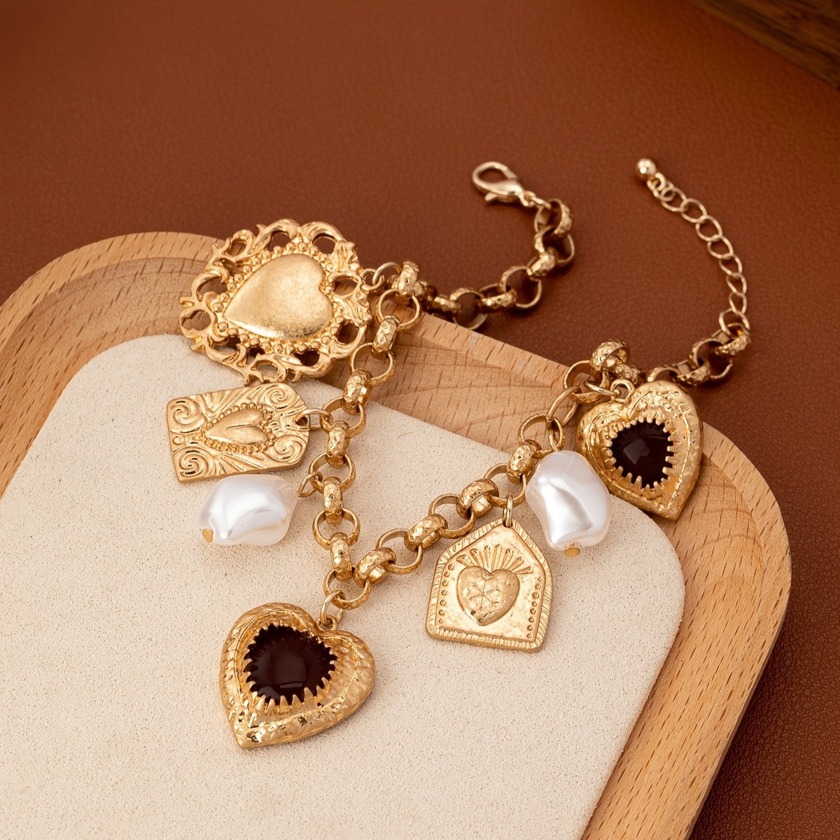 Vintage Heart Charm Bracelet