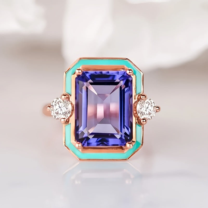 Rectangular Purple Stone Ring