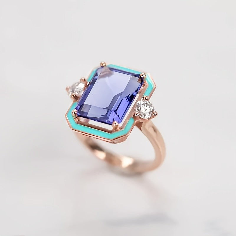 Rectangular Purple Stone Ring