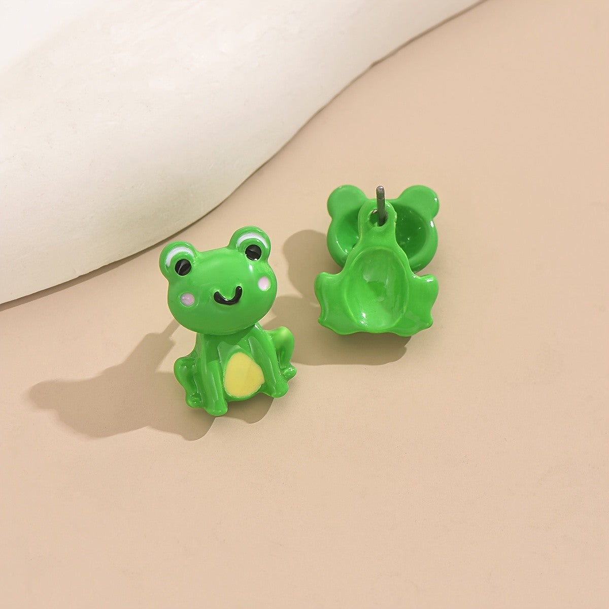 Cute Green Frog Stud Earrings