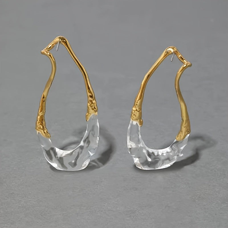 Asymmetric 18k Resin Drop Earrings