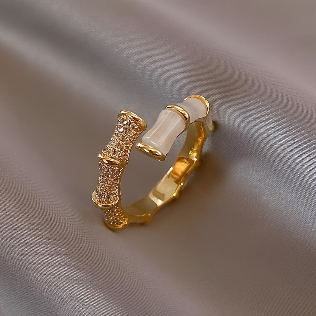 14k Adjustable Bamboo Joint Ring