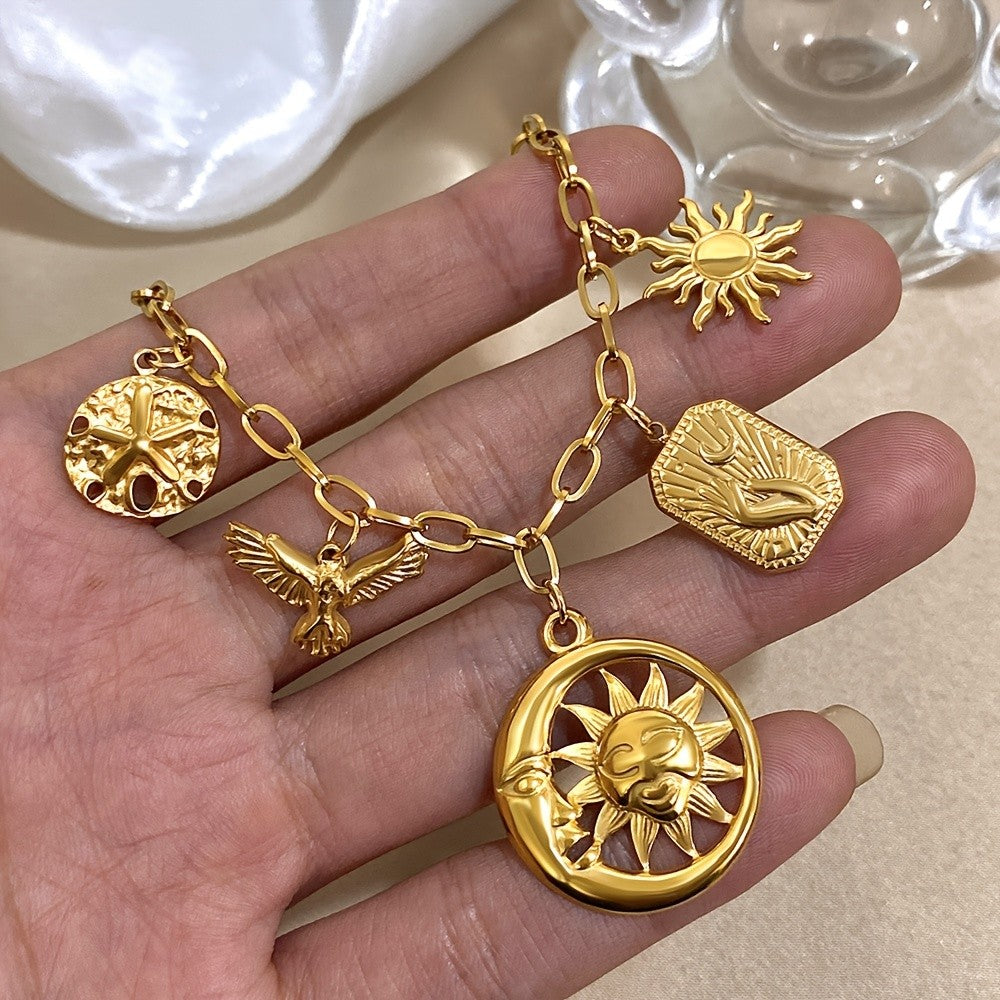 Celestial Sun Moon Charm Necklace