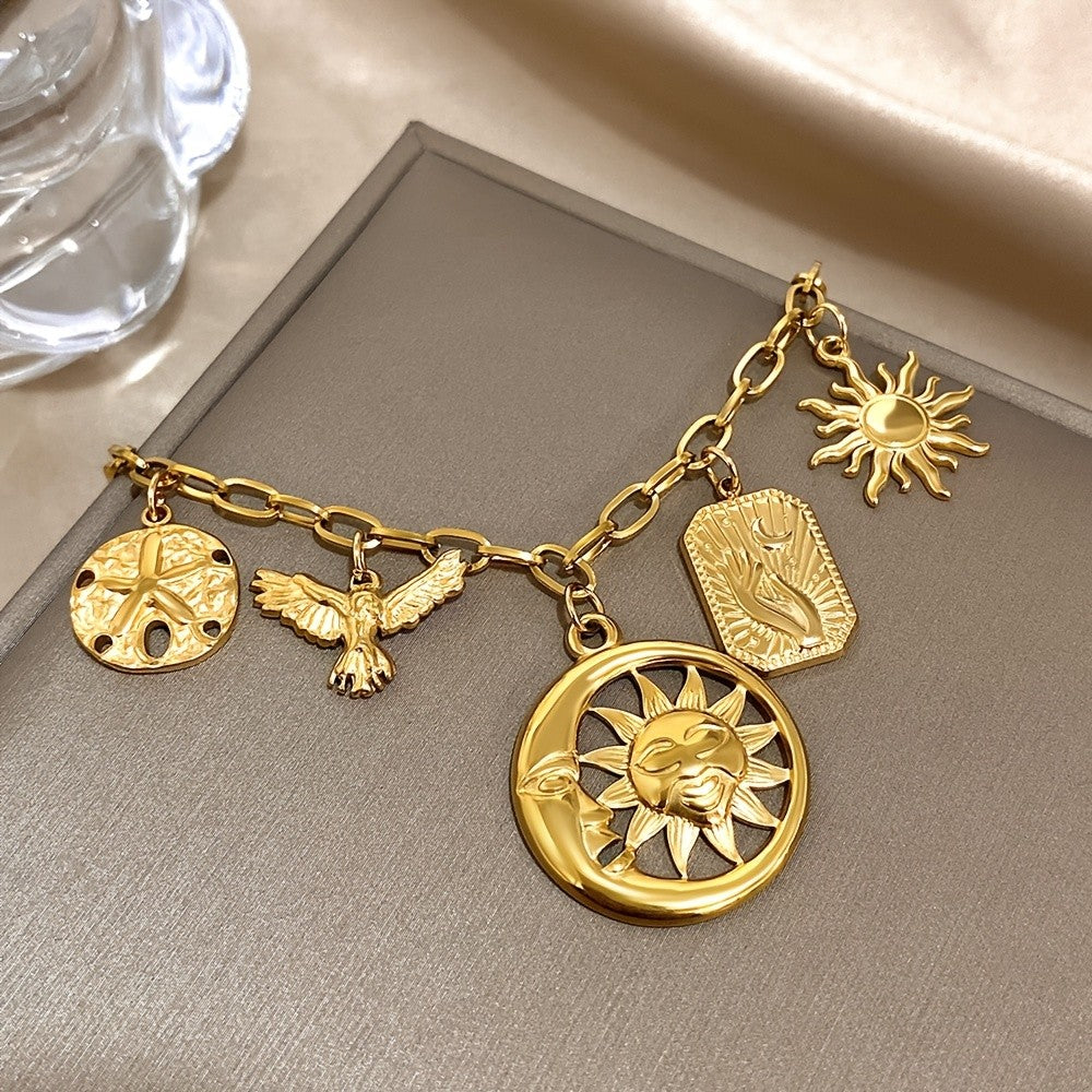 Celestial Sun Moon Charm Necklace