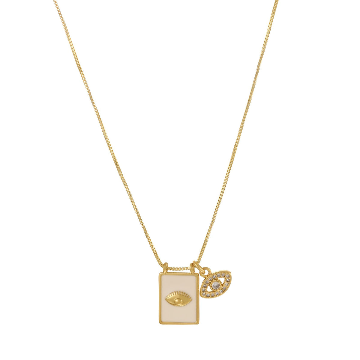 18k Religious Charm Square Pendant Necklace